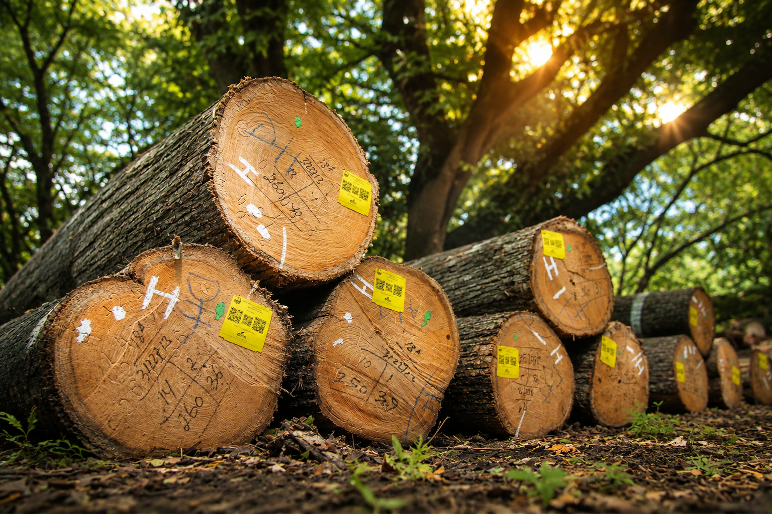 Timber stored for furniture production at the Starwood workshop